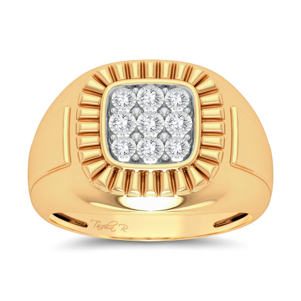 10K Yellow Gold Rectangular 0.20 CT Diamond Men's Ring