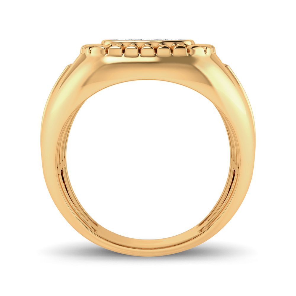 Anillo rectangular para hombre con diamantes de 0,20 quilates en oro amarillo de 10 quilates