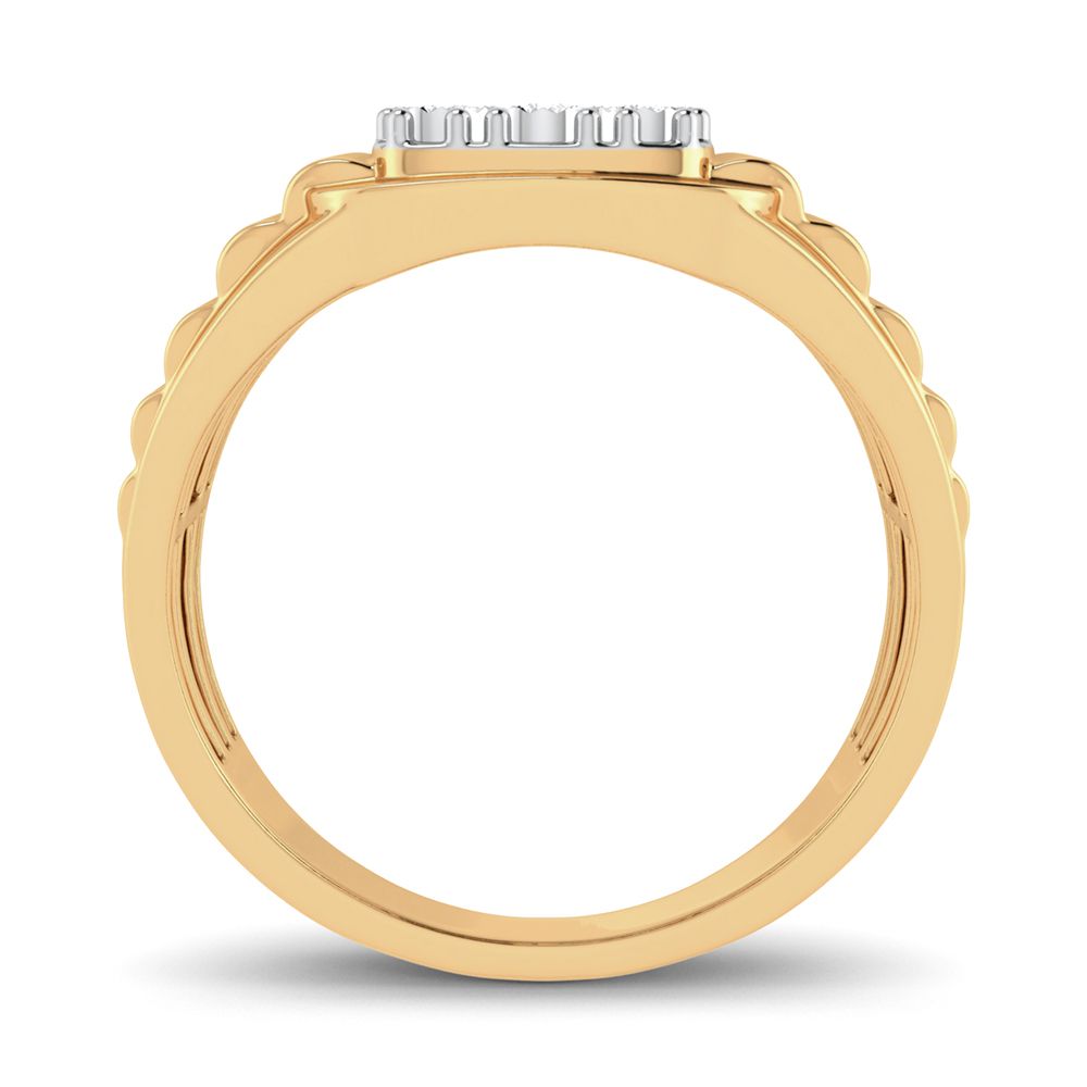 10K Yellow Gold Rectangular Diamond Cluster Men's Ring