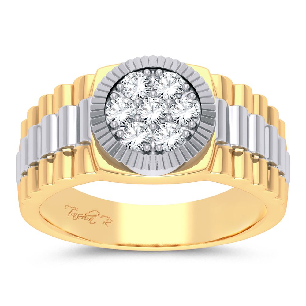 Anillo para hombre con diamantes de 14 quilates y 0,50 quilates