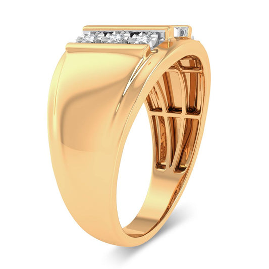 10K Yellow Gold Vertical Accent 0.20 CT Diamond Men's Ring