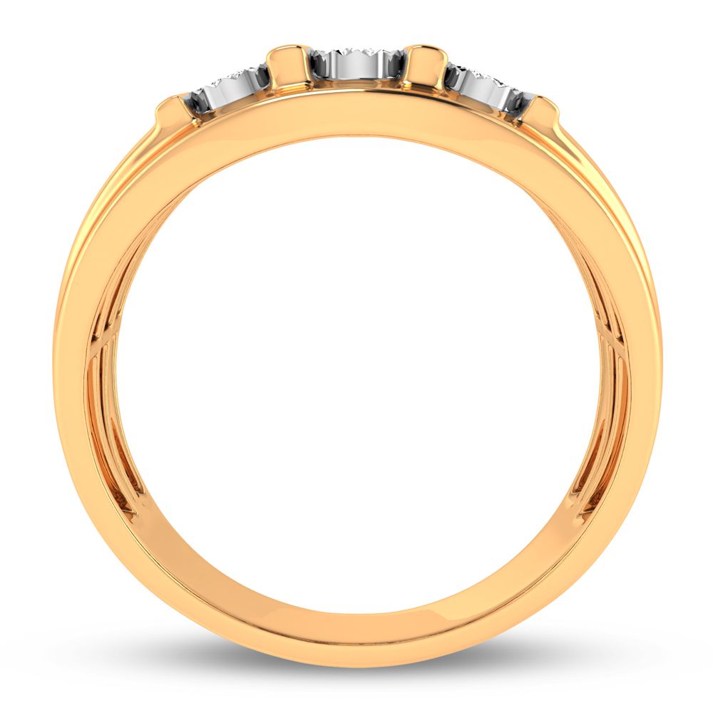 Anillo para hombre con diamantes de 0,20 quilates y acento vertical en oro amarillo de 10 quilates