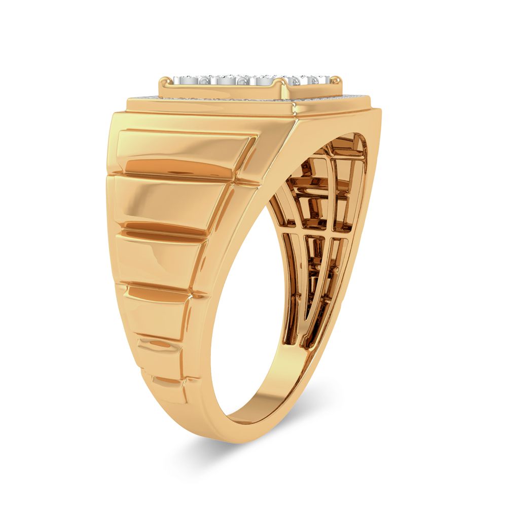 Anillo para hombre con halo cuadrado de oro amarillo de 10 quilates y diamantes de 0,20 quilates