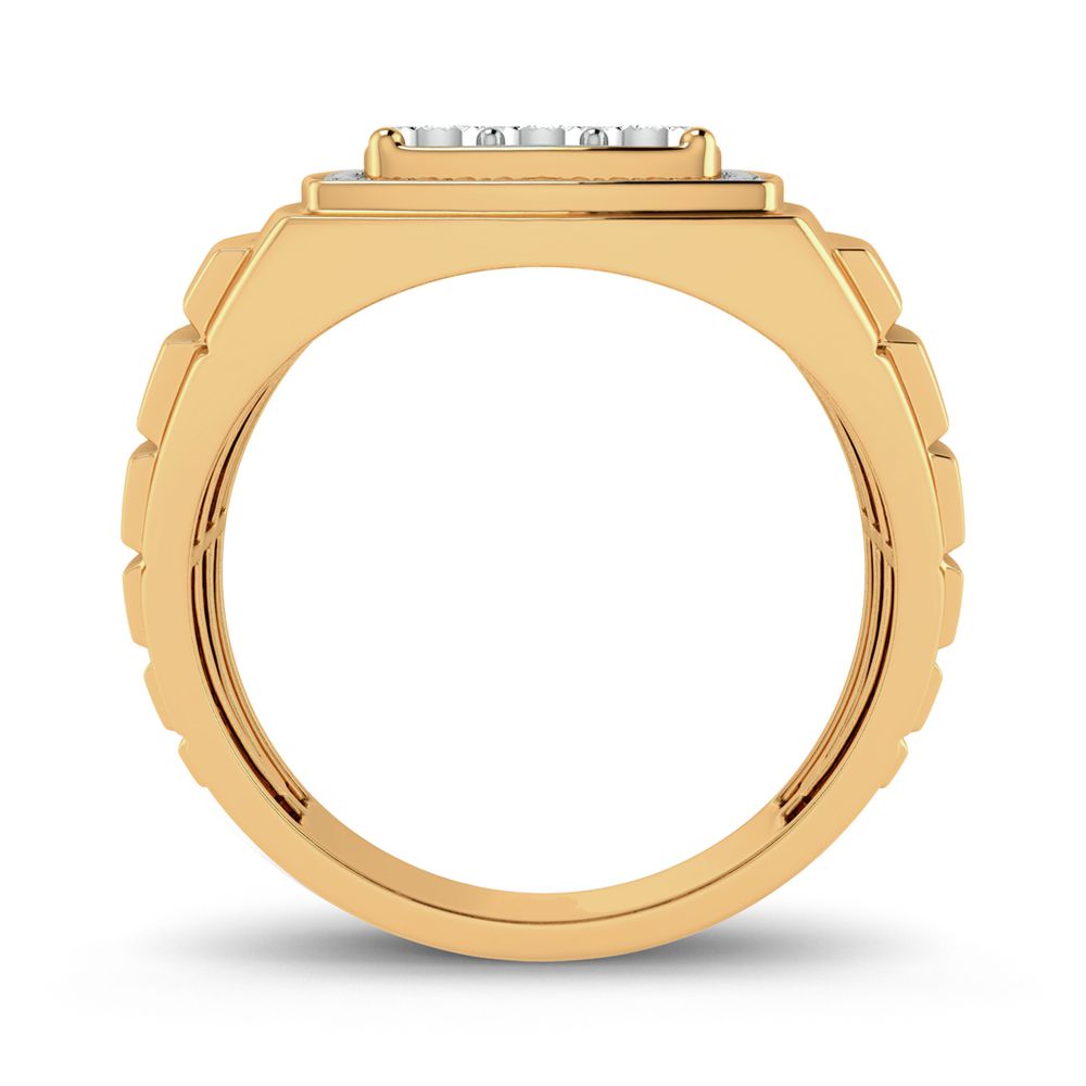 Anillo para hombre con halo cuadrado de oro amarillo de 10 quilates y diamantes de 0,20 quilates