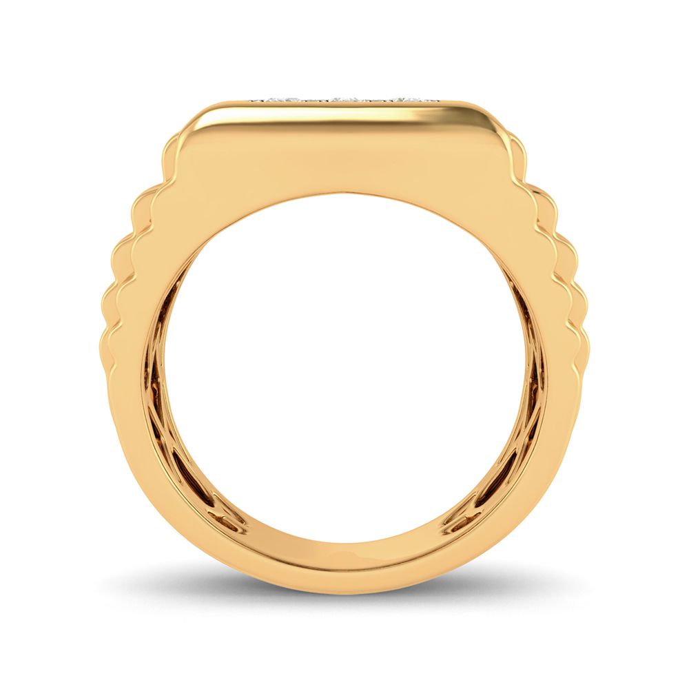 Anillo para hombre con diamantes de 0,15 quilates en racimo cuadrado de oro amarillo de 10 quilates