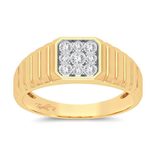 Fashion 10K Yellow Gold 0.15CT Diamond Men's Ring