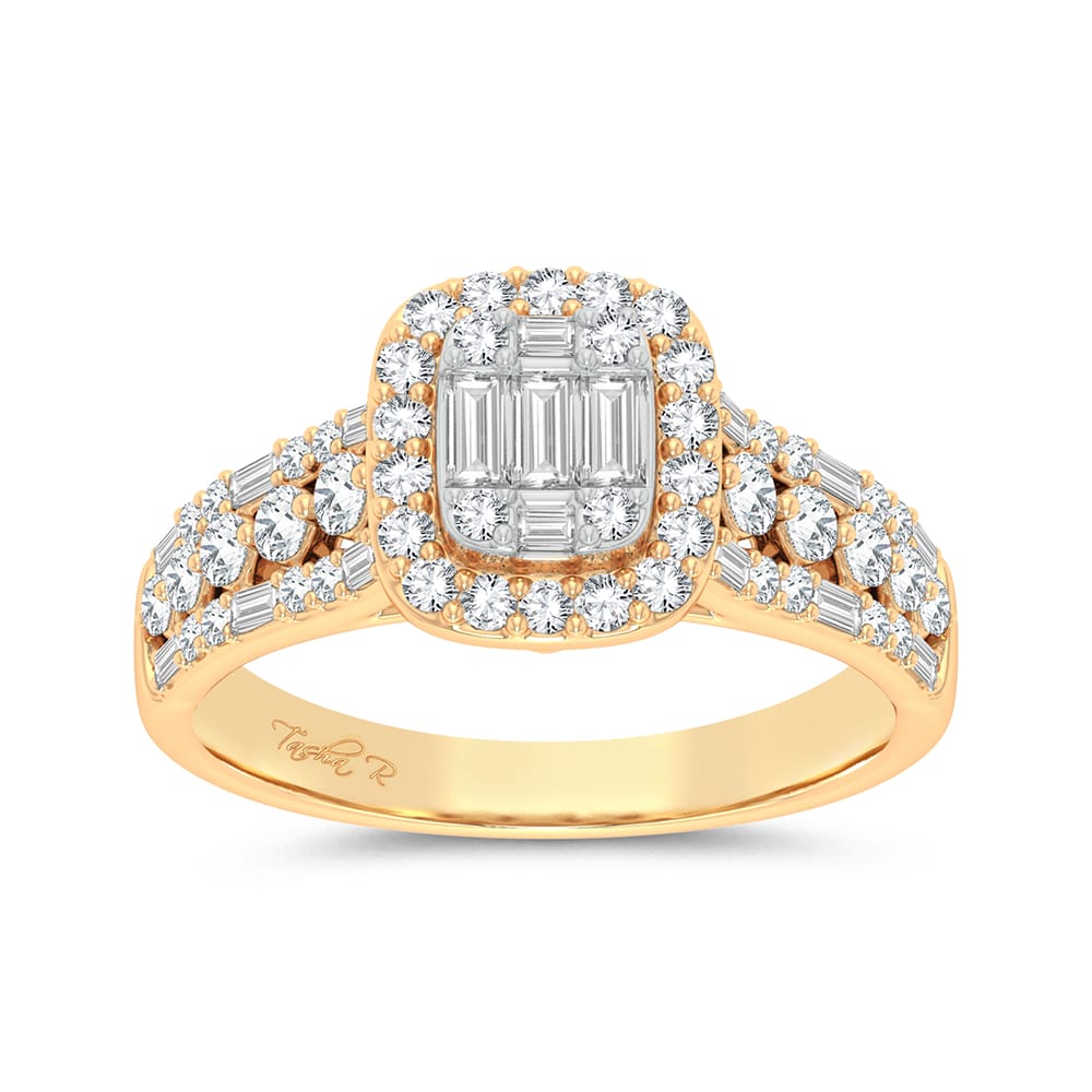 Resplandor del atardecer - Anillo de compromiso de diamantes de 14 quilates y 0,75 quilates