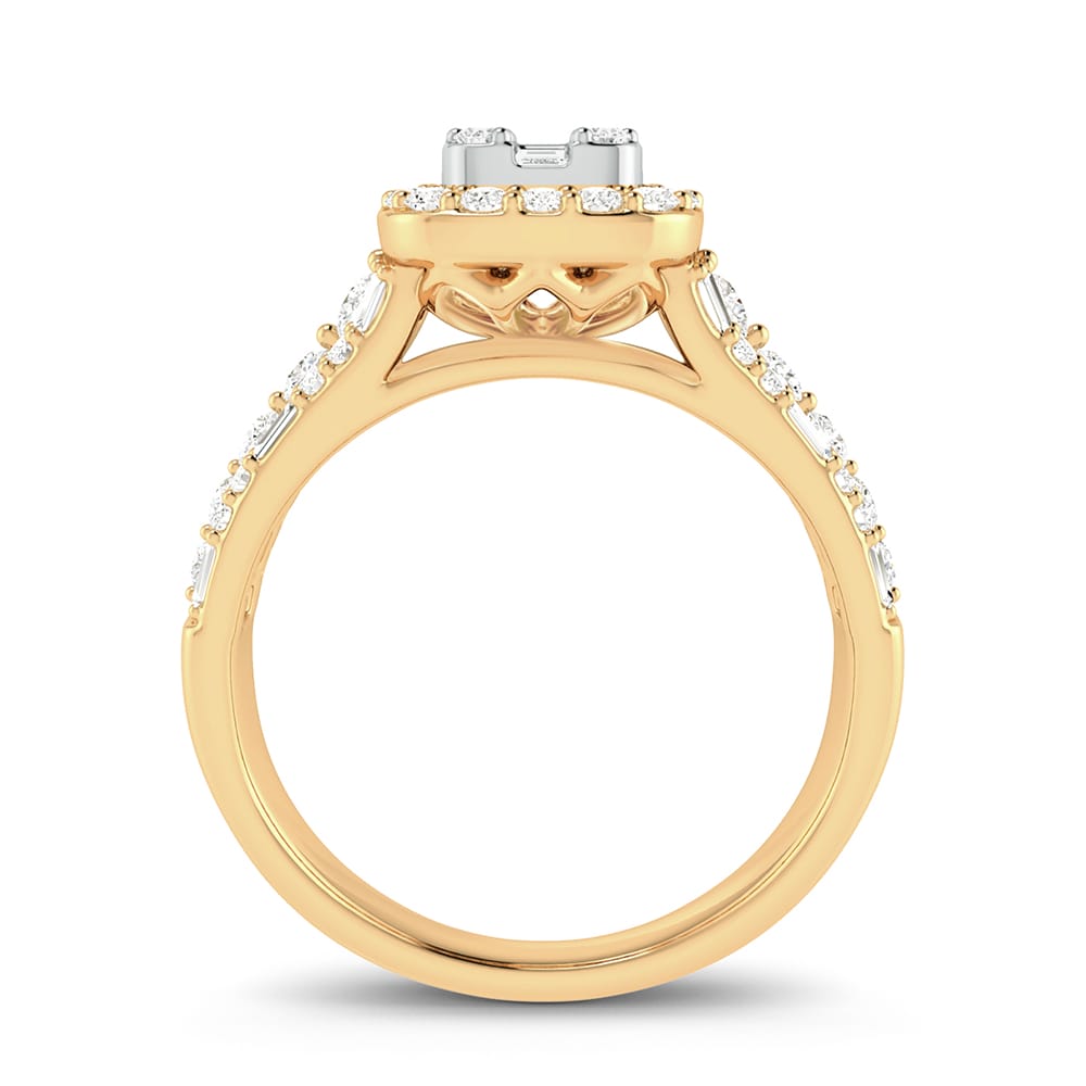 Resplandor del atardecer - Anillo de compromiso de diamantes de 14 quilates y 0,75 quilates