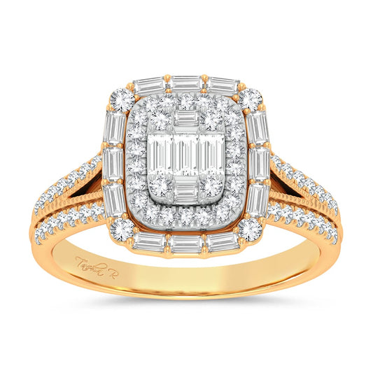 Gilded Radiance - 14K 0.75 CT Diamond Engagement Ring