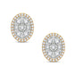 Radiant Halo Diamond Stud Earrings - 14K Yellow Gold