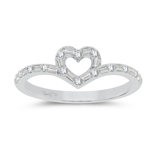 10K White Gold Open Heart 0.17ct Diamond Ring