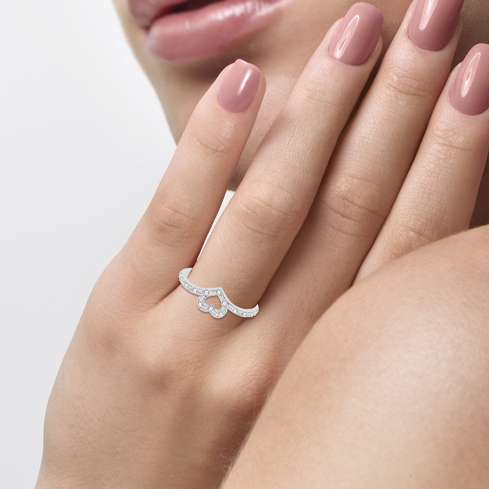 10K White Gold Open Heart 0.17ct Diamond Ring