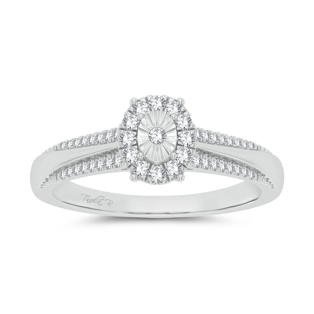 Luminous Radiance - 10K White Gold 0.15 CT Diamond Halo Ring