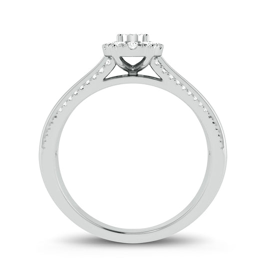 Luminous Radiance - 10K White Gold 0.15 CT Diamond Halo Ring