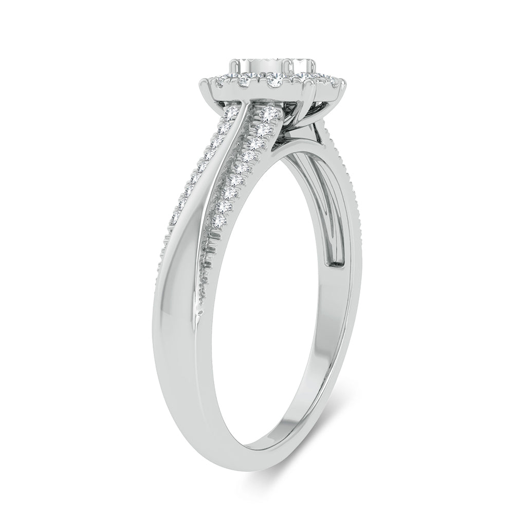 Luminous Radiance - 10K White Gold 0.15 CT Diamond Halo Ring