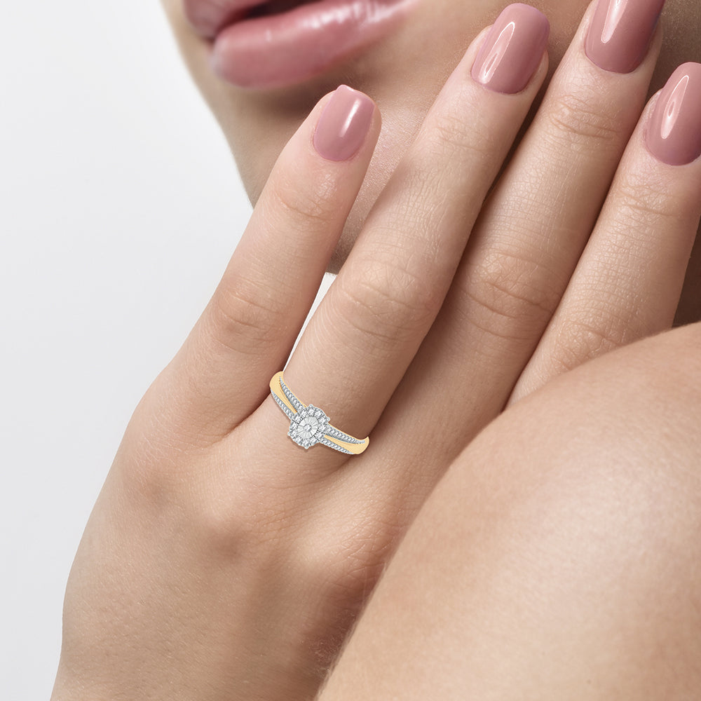 Sunlit Sparkle: 10K Yellow Gold 0.15ct Diamond Ring