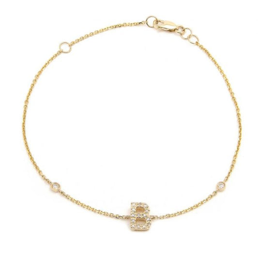 Letter Charm Bracelet In 14K Gold with Diamonds: A-Z
