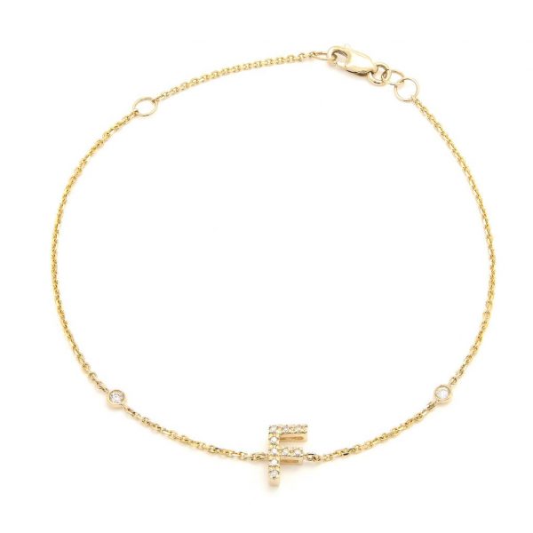 Pulsera con dijes de letras en oro de 14 quilates con diamantes: AZ