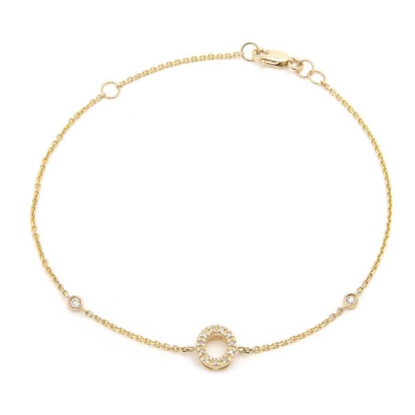 Pulsera con dijes de letras en oro de 14 quilates con diamantes: AZ