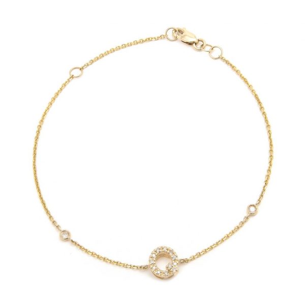 Pulsera con dijes de letras en oro de 14 quilates con diamantes: AZ