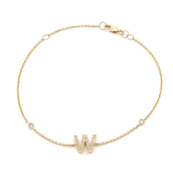 Pulsera con dijes de letras en oro de 14 quilates con diamantes: AZ