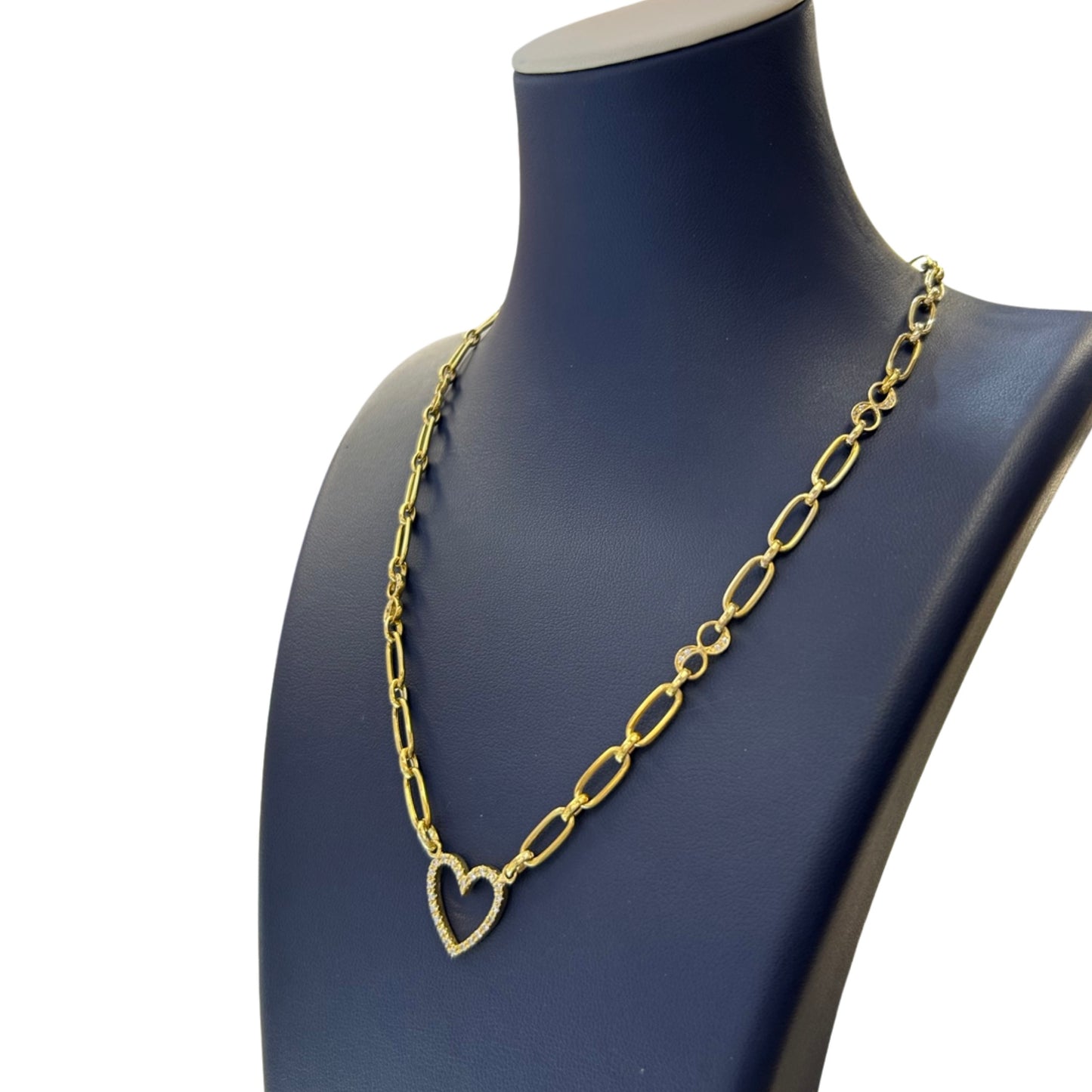 Infinite Grace - Collar de clip de oro amarillo de 14 quilates con dije de corazón