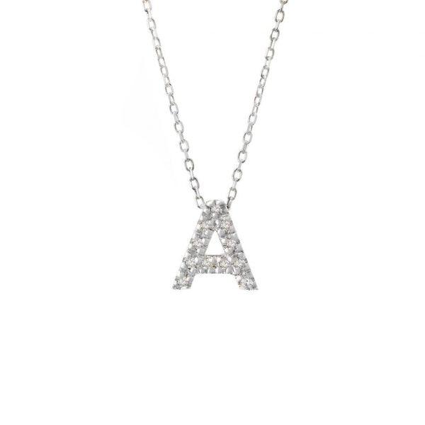 All Diamond Letter Charm Necklace: A-Z - Ariel's Jewelry