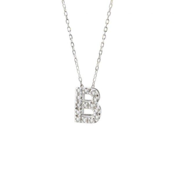 All Diamond Letter Charm Necklace: A-Z - Ariel's Jewelry