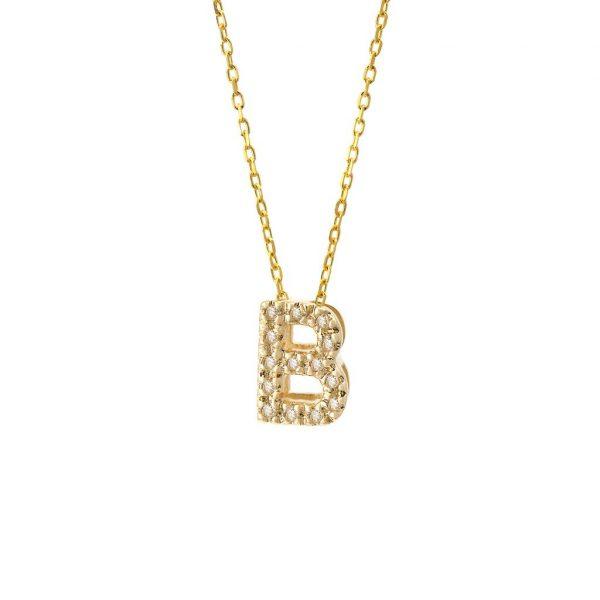 All Diamond Letter Charm Necklace: A-Z - Ariel's Jewelry