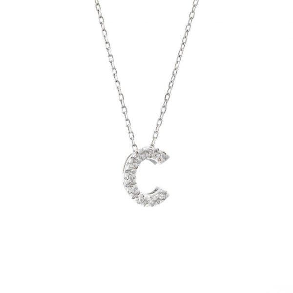 All Diamond Letter Charm Necklace: A-Z - Ariel's Jewelry