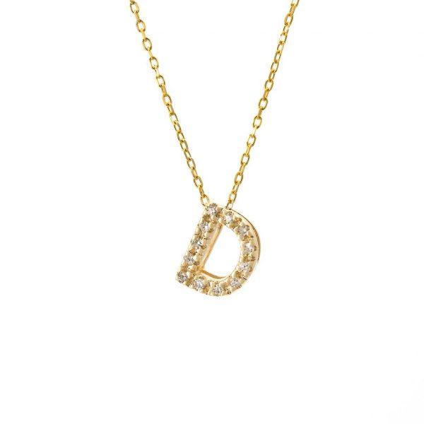 All Diamond Letter Charm Necklace: A-Z - Ariel's Jewelry