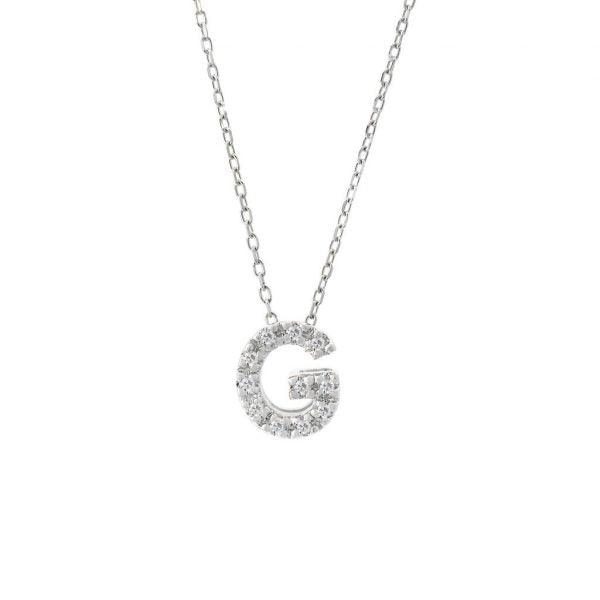 All Diamond Letter Charm Necklace: A-Z - Ariel's Jewelry