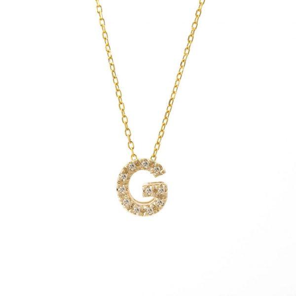 All Diamond Letter Charm Necklace: A-Z - Ariel's Jewelry