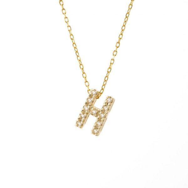 All Diamond Letter Charm Necklace: A-Z - Ariel's Jewelry