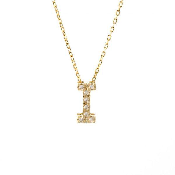All Diamond Letter Charm Necklace: A-Z - Ariel's Jewelry