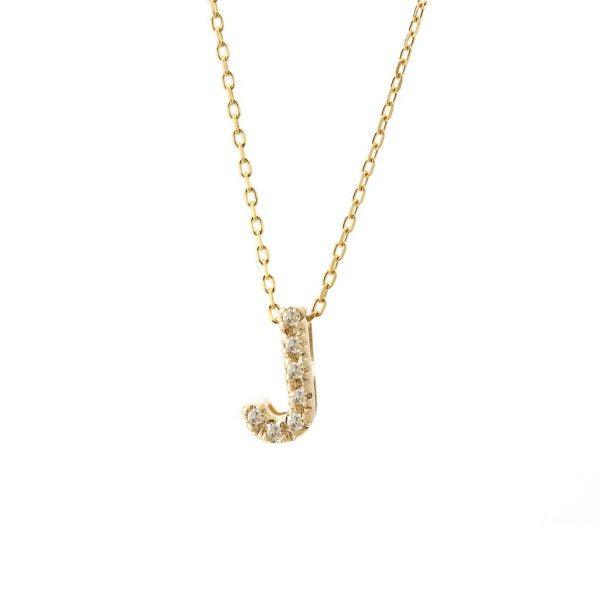 All Diamond Letter Charm Necklace: A-Z - Ariel's Jewelry