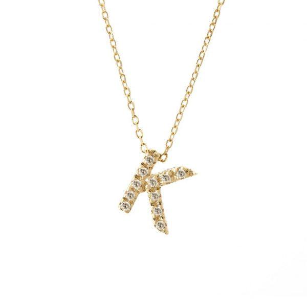 All Diamond Letter Charm Necklace: A-Z - Ariel's Jewelry