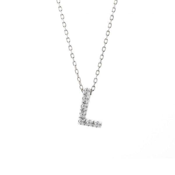 All Diamond Letter Charm Necklace: A-Z - Ariel's Jewelry