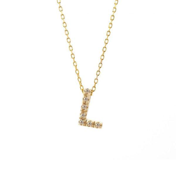 All Diamond Letter Charm Necklace: A-Z - Ariel's Jewelry
