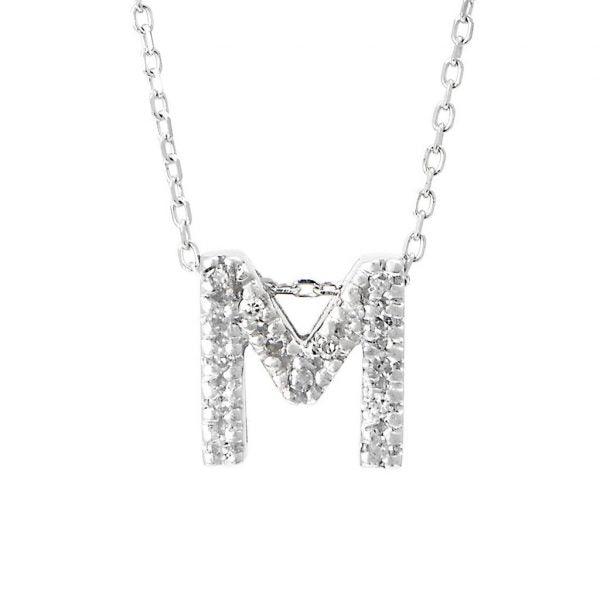 All Diamond Letter Charm Necklace: A-Z - Ariel's Jewelry