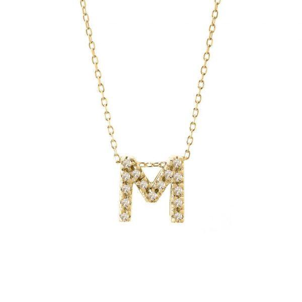 All Diamond Letter Charm Necklace: A-Z - Ariel's Jewelry