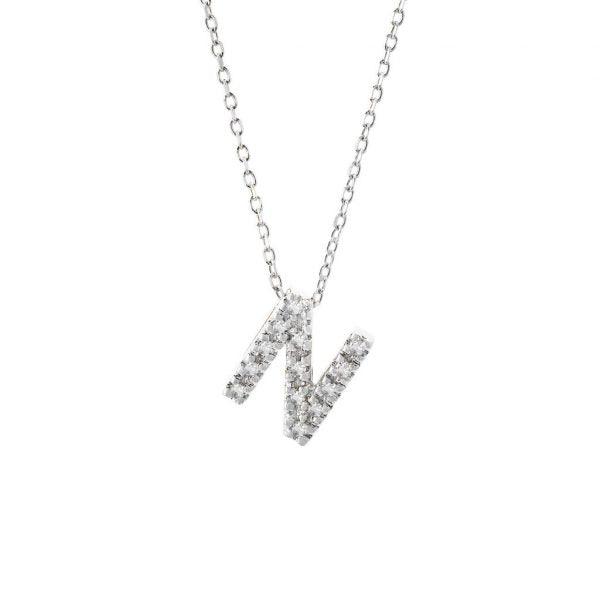 All Diamond Letter Charm Necklace: A-Z - Ariel's Jewelry