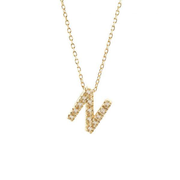 All Diamond Letter Charm Necklace: A-Z - Ariel's Jewelry