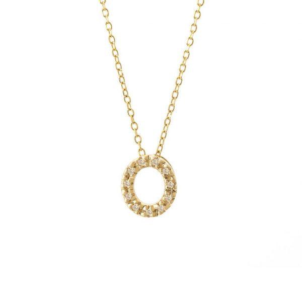 All Diamond Letter Charm Necklace: A-Z - Ariel's Jewelry