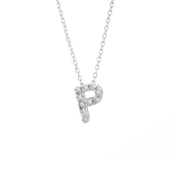 All Diamond Letter Charm Necklace: A-Z - Ariel's Jewelry