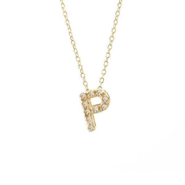 All Diamond Letter Charm Necklace: A-Z - Ariel's Jewelry