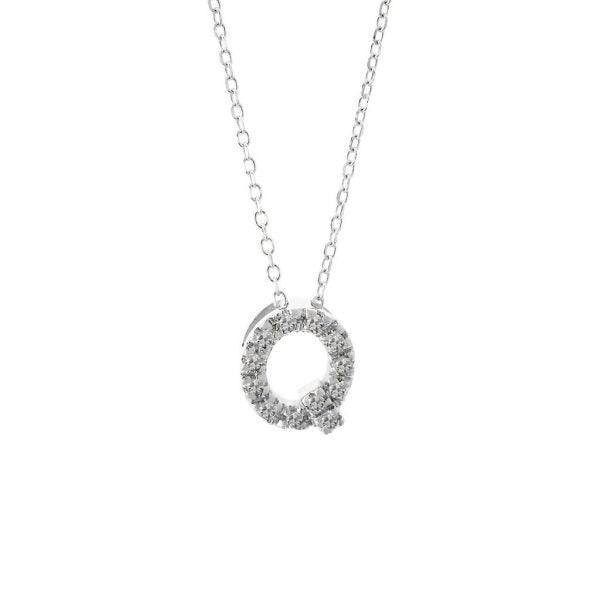 All Diamond Letter Charm Necklace: A-Z - Ariel's Jewelry