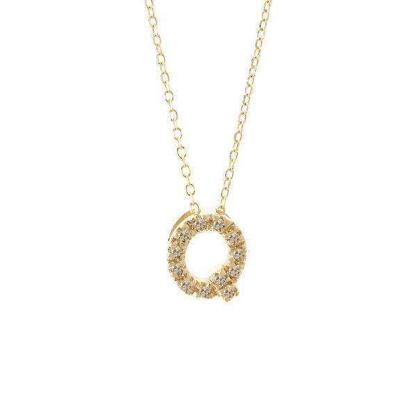 All Diamond Letter Charm Necklace: A-Z - Ariel's Jewelry