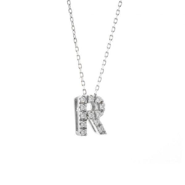 All Diamond Letter Charm Necklace: A-Z - Ariel's Jewelry