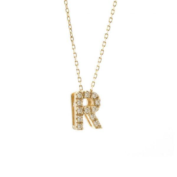 All Diamond Letter Charm Necklace: A-Z - Ariel's Jewelry